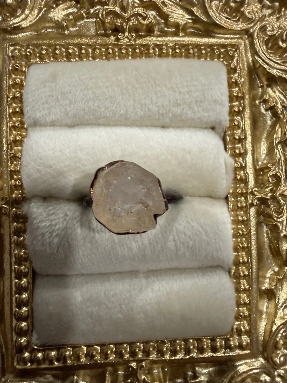 Handcrafted Raw Crystal Statement Ring in Copper